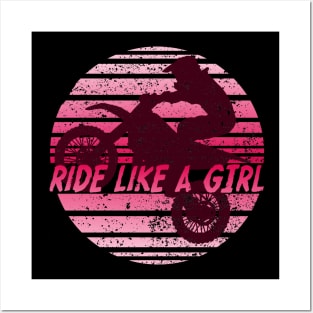 Ride like a Girl Retro Girls Enduro Bike Vintage Dirt Bike Womens Gift Posters and Art